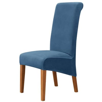 Housse de chaise à dossier haut taille XL en tissu velours renard argenté extensible pour la maison, la salle à manger, le mariage, l'hôtel, le banquet, en élasthanne 1 piece bleu royal