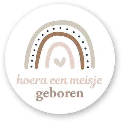 25x  Sluitstickers geboorte – Hoera een meisje geboren – 25 stuks – 4 cm – Regenboog design - sluitstickers Pimp Studio