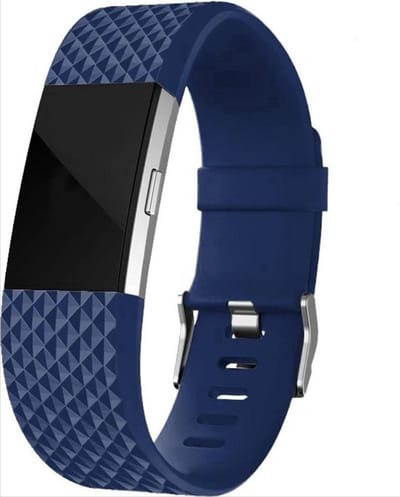 Ulanax® | Horlogebandje - Smartwatch-bandje - Siliconen - Donkerblauw - Geschikt voor Fitbit Charge 2 - Maat L