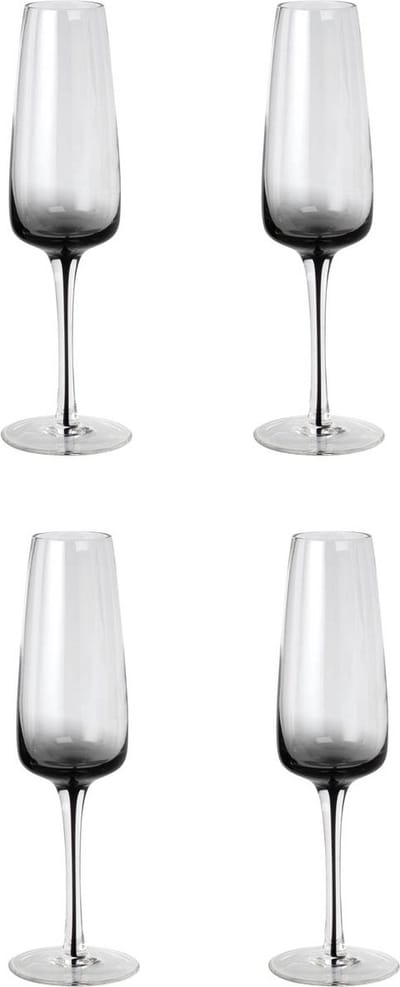 Broste Copenhagen Smoke collectie set van 4 champagne glazen handgeblazen in geschenkverpakking - 20 cl