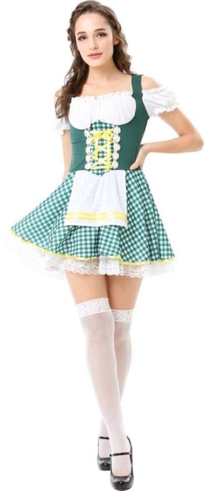 Partychimp Oktoberfest Dress Maxime Sexy Oktoberfest Dirndl Oktoberfest Dames Carnavalskleding Dames Carnaval Kostuum Dames - Polyester - Groen- XL