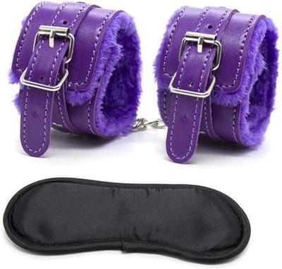 Jumada's - Erotisch leer sm bondage oogmasker met handboeien blinddoek vrouwen speelgoed voor volwassenen spelletjes - paarse set