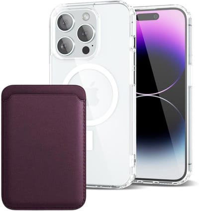 Shockproof Anti Shock Back Cover Hoesje Compatibel met MagSafe Geschikt voor: Apple iPhone 13 Pro Max met Magnetische Pasjeshouder - Purperviolet