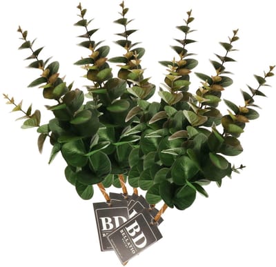 Bellatio Design Kunstplant takken Eucalyptus Bella - 6x - 38 cm - groen - decoratie bladgroen