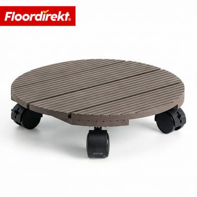 Floordirekt WPC Plantenroller Countess - Ronde Rollende Bloemenstandaard Ø 30 cm - 4 Zwenkwielen 360° met Rem - Draagvermogen tot 80 kg - Stevig & Praktisch voor Binnen & Buiten