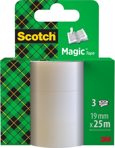 Scotch® Magic™ Tape, Navullingen, 19 mm x 25 m, 3 Rollen/Kaart