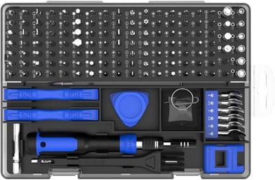Precisie Schroevendraaierset - Reparatieset Bits - Elektronica Repareren - 160 Delige Set - Opbergkast - Grijs