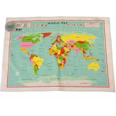 Rex London set van 2 theedoeken met wereldkaart 50 x 70 cm