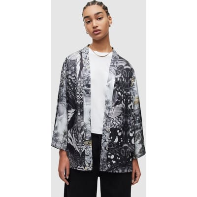 AllSaints Casi Gene Kimono Black Size: 6 | Ponchos &amp; Capes Outlet | Dames | Zwart
