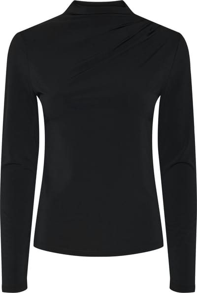 Pieces T-shirt Pcmadison Ls Draped Top Jrs Noos Bc 17153519 Black Dames Maat - S