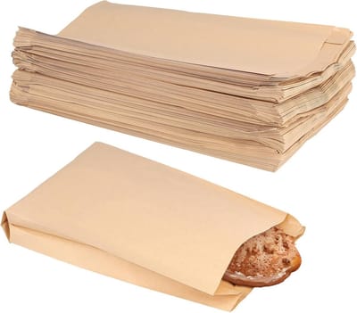 Grote Kraft Papieren Zakjes - 200 Stuks, 35 x 18 x 6 cm, Ideaal voor Bakkerij, Feestjes en Verpakkingen