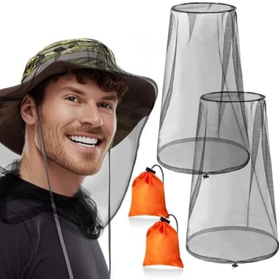 Muggennetten met Trekkoord - Premium Insectennet voor Hoeden - Ademend en Universele Pasvorm - Ideaal voor Buitenavonturen (2 Stuks)