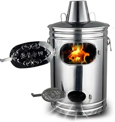 Roestvrijstalen Verbrandingsoven - Tuinverbrander Afvalbak - Tuinafval Verwerken - Vonken en As Bescherming - 34 x 61 cm - Zilver