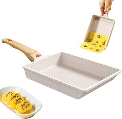 Tamagoyaki Pan - Japanse Omeletpan Vierkant - Ontbijt Maken - Niet-stick Coating - 19 x 16 cm - Wit