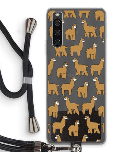 Case Company® - Hoesje met koord geschikt voor Sony Xperia 10 IV hoesje met Koord - Alpacas - Telefoonhoesje met Zwart Koord - Bescherming aan alle Kanten en Over de Schermrand
