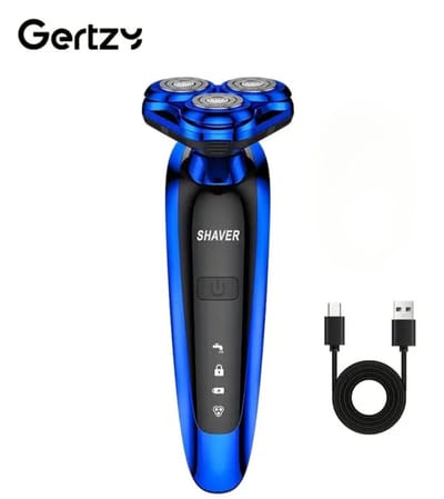 3koppen Gertzy Scheerapparaat - Usb Oplaadbare 4d Body Shaver + Baardtrimmer - Voor een complete en perfecte Lichaamshaar verzorging - Unisex - Kleur: Blauw