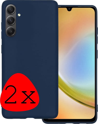 Hoesje 2 Stuks - Geschikt voor Samsung Galaxy A34 - Sterk & Shockproof - Case Siliconen - Back Cover - Telefoon Hoes - Donkerblauw