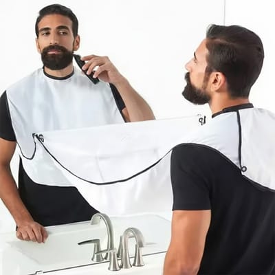 Baardschort - Scheerschort - Voor mannen - Met zuignappen - Wit