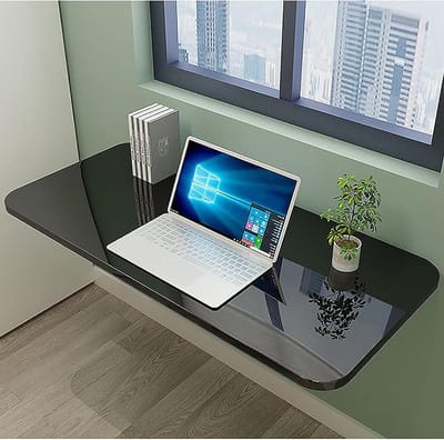 Opklapbare Wandtafel - Klapbureau Opvouwbaar - Ruimte Besparen - Eenvoudig te Monteren - 80x40cm - Zwart
