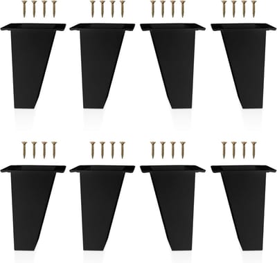 Set van 8 Zwarte Meubelpoten Hoekig Scandinavisch Design Inclusief Schroeven