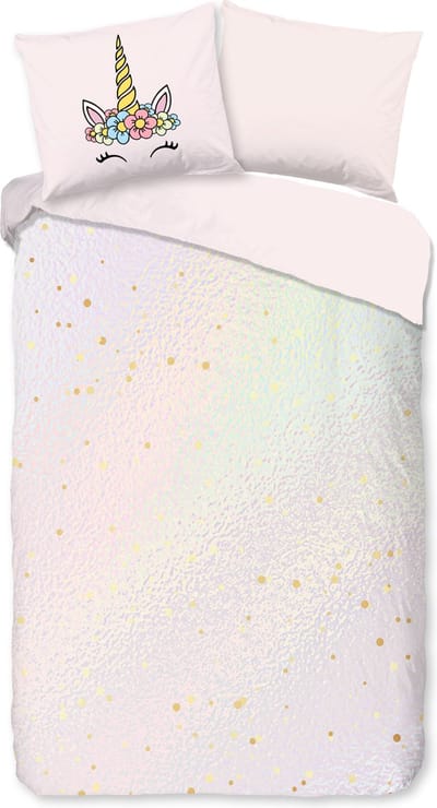 Pure dekbedovertrek regenboogkleuren / eenhoorn - 1 persoons 140x200/220 cm - Roze - Microvezel