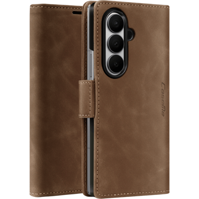 ShieldCase Luxe Bookcase geschikt voor Samsung Galaxy Z Fold 7 – Bruine Telefoonhoes met Magneetsluiting & Pasjeshouder – Leren Wallet Cover – 2-in-1 Hoesje voor Fold7