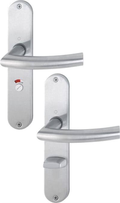 Deurkruk op schild - Chroom - Aluminium - Hoppe - Hoppe binnenschild Deurklink Trondheim - WC63 mat chroom