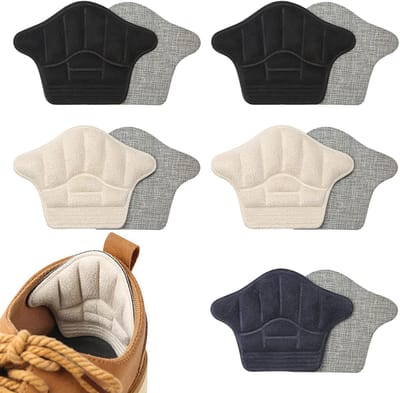 Hielkussens voor te grote schoenen, 5 paar, comfortabele anti-blaren-hielkussens voor mannen en vrouwen, verstelbaar, zelfklevend schoenkussen voor te grote sneakers, schoenen, sportschoenen, leren