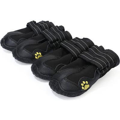 Hondenlaarzen Waterdichte Hondenschoenen Hondenschoentjes met Reflecterende Robuuste Antislipzool en Slipbestendige Buiten Grote Hondenschoenen 4 Stuks size 2 black