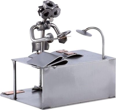 sculptuur postzegel verzamelaar beroepen beeldje - metaal 12x13x12 relatiegeschenken