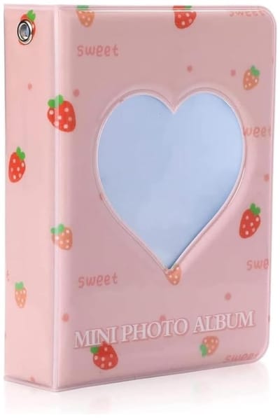 Dailygoods- Fotoalbum Mini - 40 Vakken - K-pop Design - Hartvorm - Hoogwaardig Kunststof - Transparante Binnenvak - Duurzaam - Fotomap