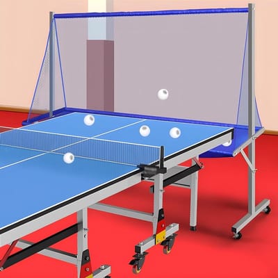 Tafeltennis Bal Vangnet - Pingpong Collector - Trainings Oefeningen - Universele Wiel Met Rem - 210x142x45cm - Zilver