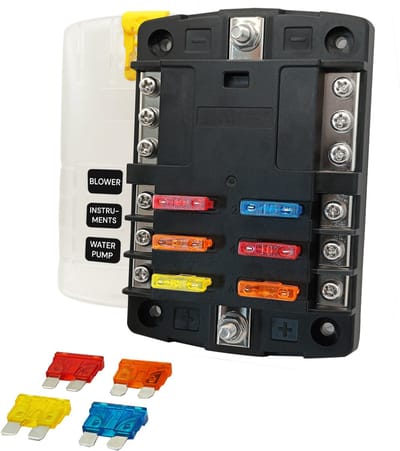 ProRide Steekzekeringhouder 6-voudig - Incl. Steekzekering - 12V - YJ-FB616 - Zwart - Voor Auto, Boot, Camper