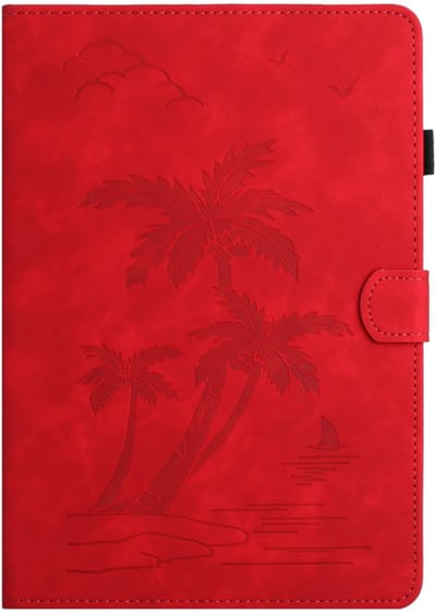 Luxe Bescherm-Etui Hoes Map geschikt voor Samsung Galaxy Tab S9 FE - 10.9" - Palmboom - Rood
