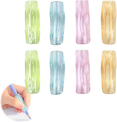 Ergonomische schrijfhulpmiddelen set van 8, silicone pennen, grip houders en potloodhandvatten voor comfortabel schrijven