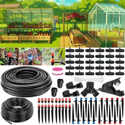 Druppel Irrigatieset - Automatisch Watersysteem - Buitenplanten Water Geven - 3 Sproeiers Inclusief - 65 Meter Slang