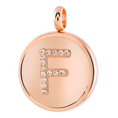 Lucardi Dames Gerecycled just.d stalen hanger roseplated letter kristal - Hanger - Staal - RosÃ©kleurig