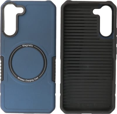 Hoesje Geschikt voor de Samsung Galaxy S21 Plus - Schokbestendige Telefoonhoesje Geschikt voor MagSafe - Navy