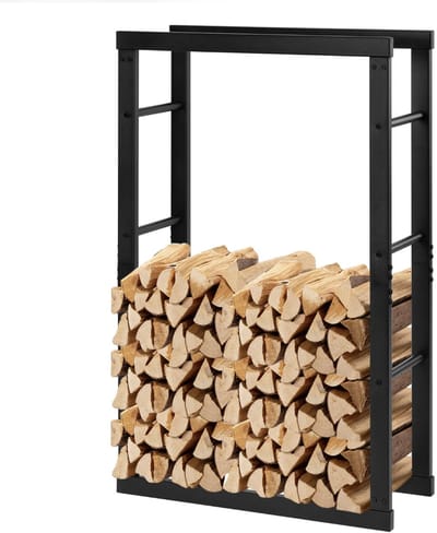 Varnox Houtrek - Houtopslag - Rek - Rek 0penhaard hout - Opslag - Opbergrek - Openhaardhout - Buiten rek - Zwart - 100x60x25cm
