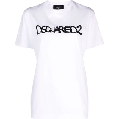 Dsquared2 Graffiti Spray Logo Wit T-shirt
