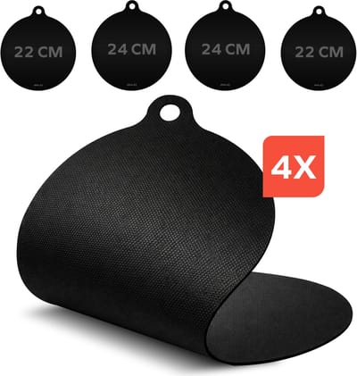 AMJO Inductie Beschermer - Hittebestendig tot 280ºC - 4 stuks - Inductie Matjes - Panbeschermers - Afdekplaat voor Kookplaat - Inductie Mat - 2x22 + 2x24