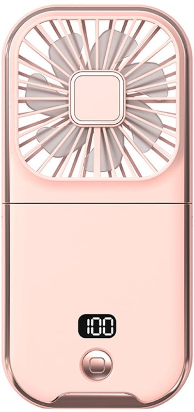 Miniventilator – Draagbare ventilator – Oplaadbare batterij (3000 mAh) – Stille werking – Digitaal display – 4 windsnelheden – Geschikt voor binnen- en buitengebruik in de zomer – Roze