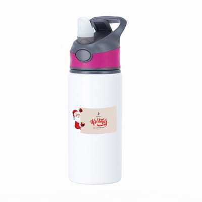 Hacebo® - Kerst merry christmas and a happy new year waterfles met rietje roze - Kerstmis - Kerst beker - winter - kerst - christmas - kerst cadeau - water fles - 650ML