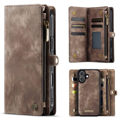 Solidenz Hoesje - Geschikt voor Apple iPhone 17 - Urban Wallet - Bruin
