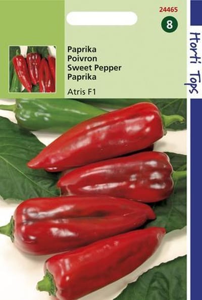 Hortitops Zaden - Paprika Atris Hybride F1 (Rode Koehoorn)