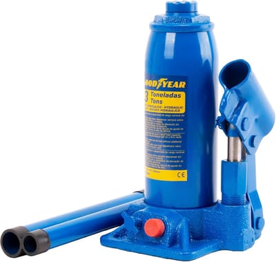Hydraulische Krik - Fleskrik - Voertuig Ondersteunen - Robuuste Metalen Constructie - 3 Ton - Blauw