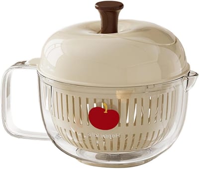Fruit Wasmachine - Groente Spinner - Maaltijd Voorbereiding - Handgedraaid Mechanisme - 21 x 17 cm - Wit