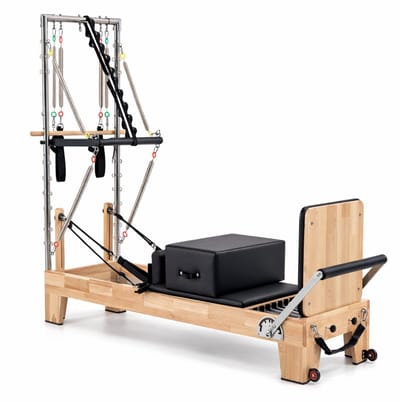 PH Fitness Pilates Reformer met Half Trapeze Tower – Professionele Maple Houten Reformer – 6 Weerstandsveren, Verstelbaar Katrolsysteem, Studio Pilates Machine