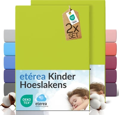 etérea Jersey hoeslaken 2-pack 60x120-70x140 cm (hoek 15 cm) 100% katoen - Appelgroen