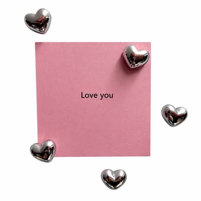 TLVX 5 stuks Kleine 3D Zilver Glimmende Hartjes Magneten / Leuke Koelkastmagneten / Foto Magneet / Speel- & Leer / School / Kaart / Whiteboard / Valentijn / Boodschappenlijst / Notitie / Memo bord / Schoolbord / Magnetisch / Love You Magneetjes